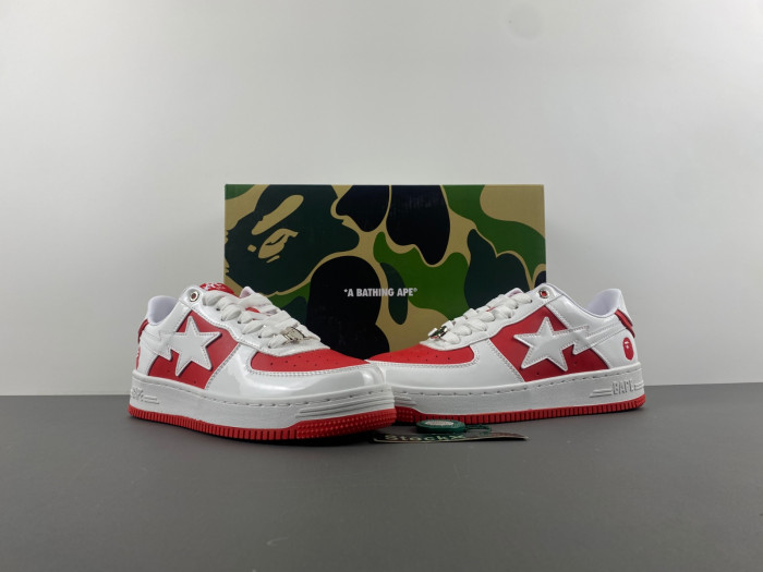 a bathing ape bape sta patent leather white grey