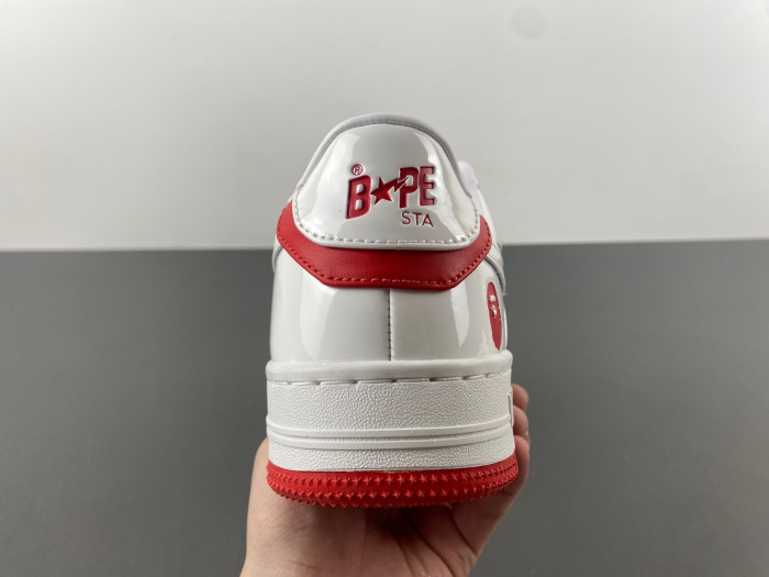 a bathing ape bape sta patent leather white grey