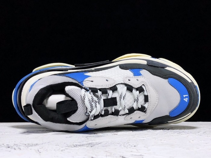 balen triple s trainers clear sole b;ack blue white 541624 w09oh 1007