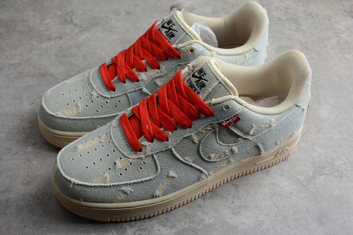 L*v*s x nike air force 1 07 low denim university red vi6396-158