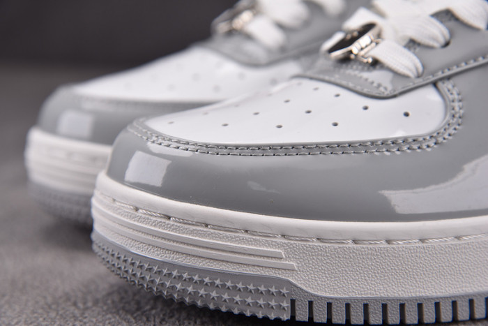 a bathing ape bape sta patent leather white grey