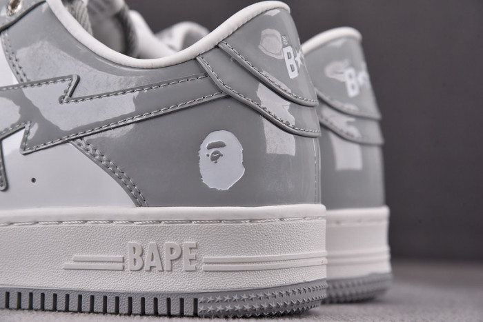 a bathing ape bape sta patent leather white grey