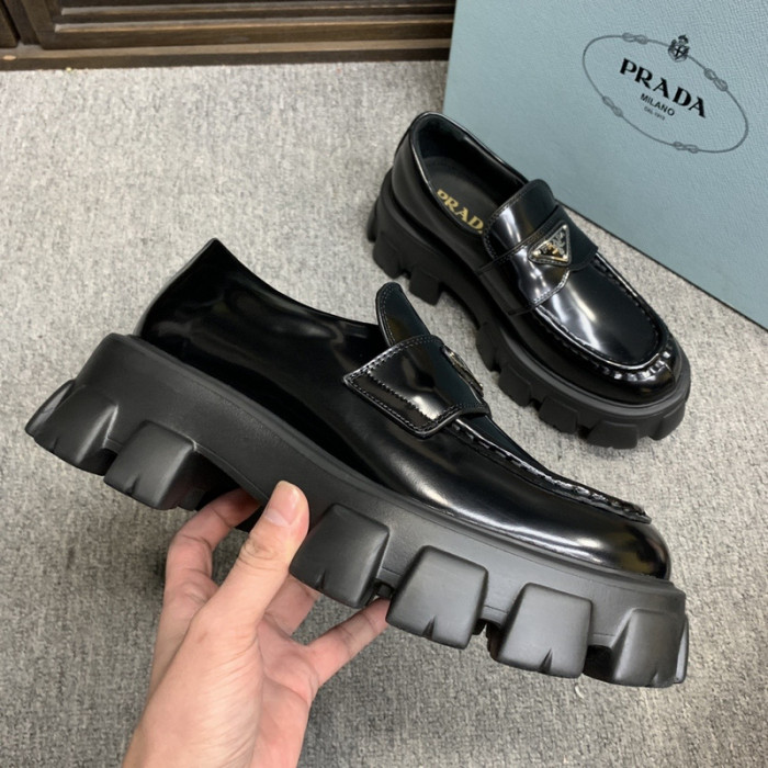 prad brushed leather loafers