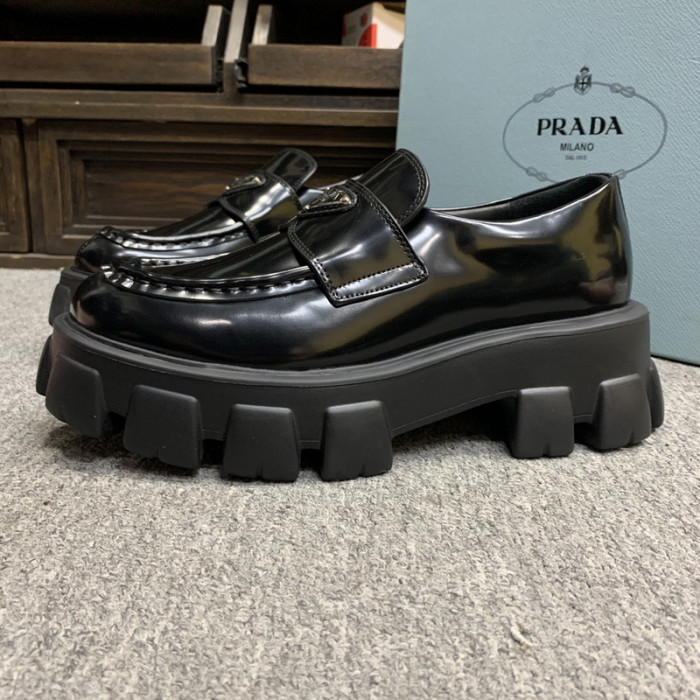 prad brushed leather loafers