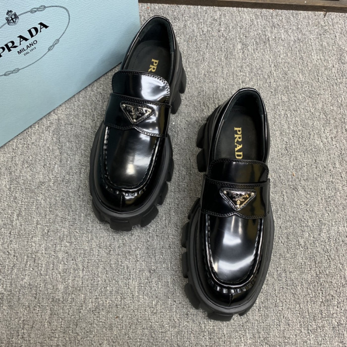 prad brushed leather loafers