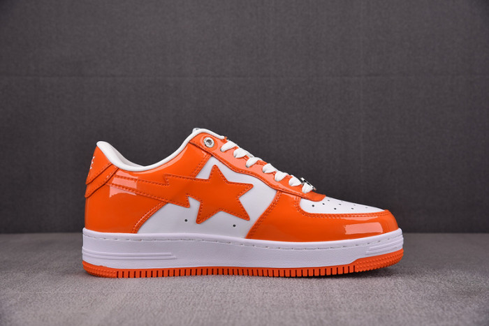 a bathing ape bape sta patent leather orange white