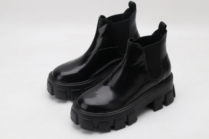 prad monolith brushed leather chelsea boots
