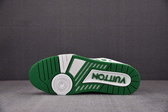 l&v x yayoi kusama trainer white green