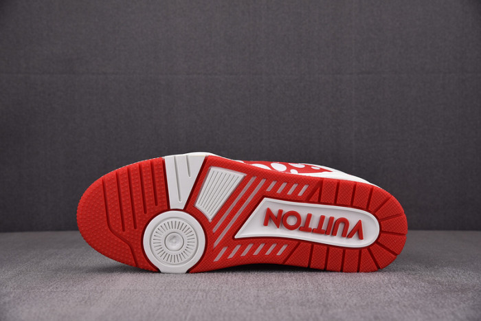 l&v x yayoi kusama trainer white red