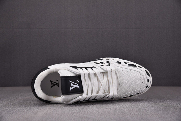 l&v x yayoi kusama trainer white black