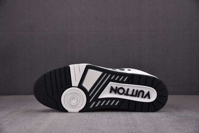 l&v x yayoi kusama trainer white black