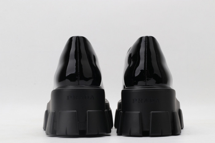 prad patent leather and nylon lace-up shoes